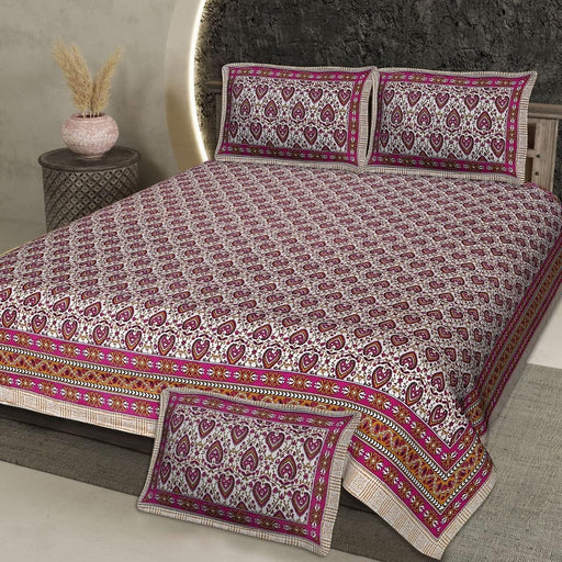 SUFAYA FAB Printed Indian Sanganer Cotton Premium Big Size Bedsheets for Modern Look(108x108) inches,Pillow (17x27) inches