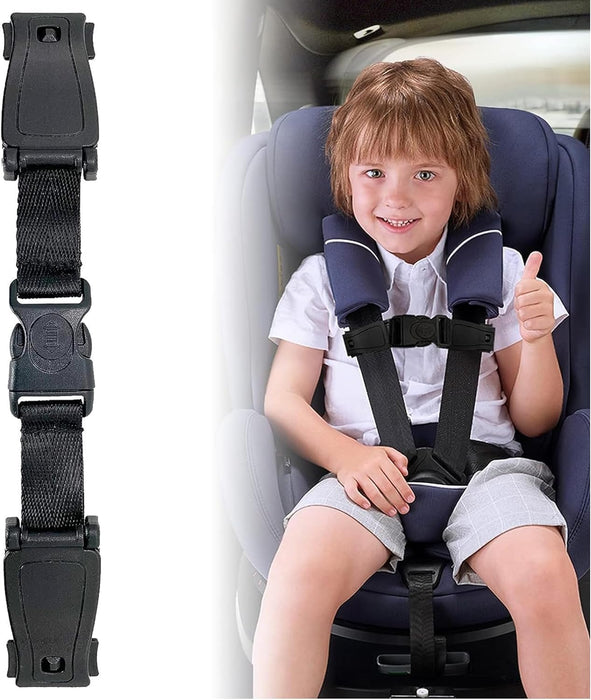 Sulfar Universal Child Chest Harness Clip, Car Seat Safety Belt Clip Buckle, Anti-Slip Baby Chest Clip Guard Compatible with Seats, Strollers, Schoolbags, for 1.5-inch Width Harness (black, grey)