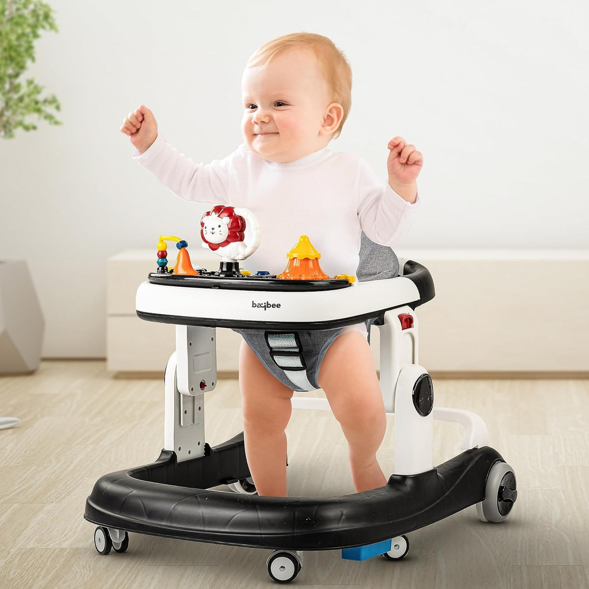 Baybee Astro 2 in 1 Baby Walker With 3 Adjustable Height & Musical Push Handle for Kids 6 to 18 Months (Black) β image 3