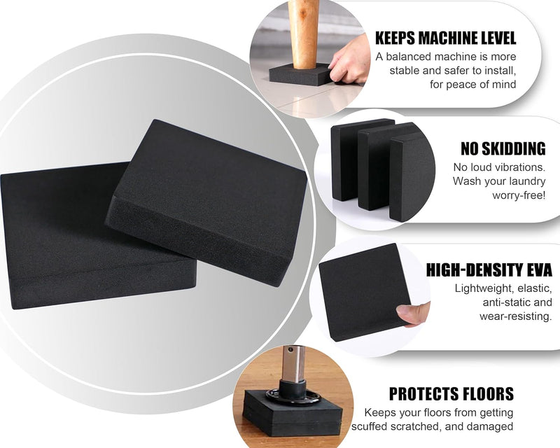 MyLifeUNIT Shock Absorbing Washer Pads, Anti-Vibration Washer Mat Protector for Washing Machine Dryer Treadmill (8 Pack)