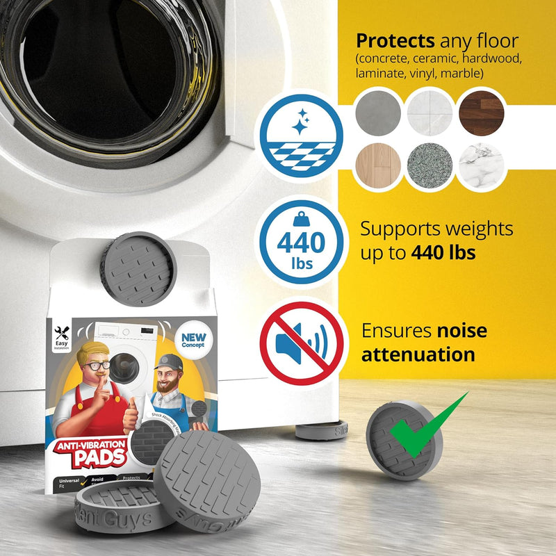 MagiLint Silent Guys Grey Anti Vibration Pads for Washing Machine 4 pcs Anti Vibration Mat Washing Machine Mat Anti Vibration Pads for Washer Vibration Pad Rubber Mat for Washer and Dryer Washing