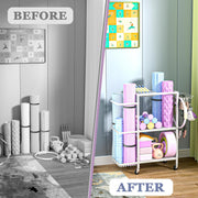 Home Gym Storage Rack, 3 Tier Yoga Mat Storage Rack with Wheel for Yoga Lover, Exercise Equipment and Workout Equipment Organizer, Yoga Mat Holder for Yoga Mats, Foam Roller and Dumbbells