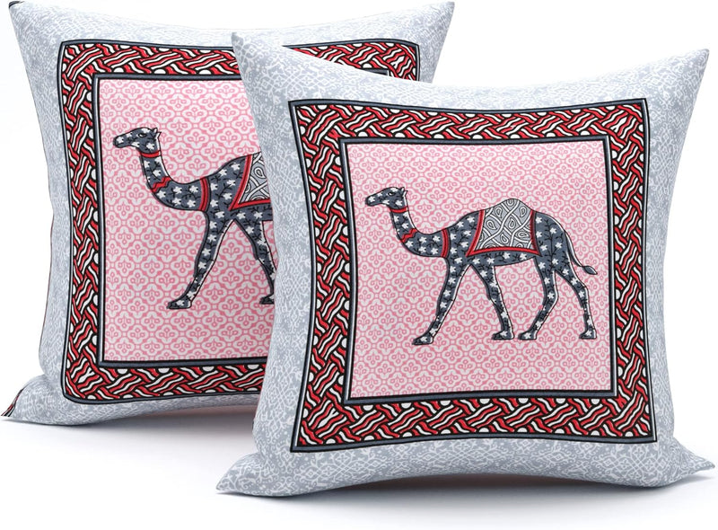 BLOCKS OF INDIA 200TC Diwan Set Cotton 8 Piece | Deewan Printed Bedsheet Sets for Living Room Hall (Set of 8 Piece, 1-Bed Sheet | 2-Bolster Cover | 5-Cushion Cover (Color 25)