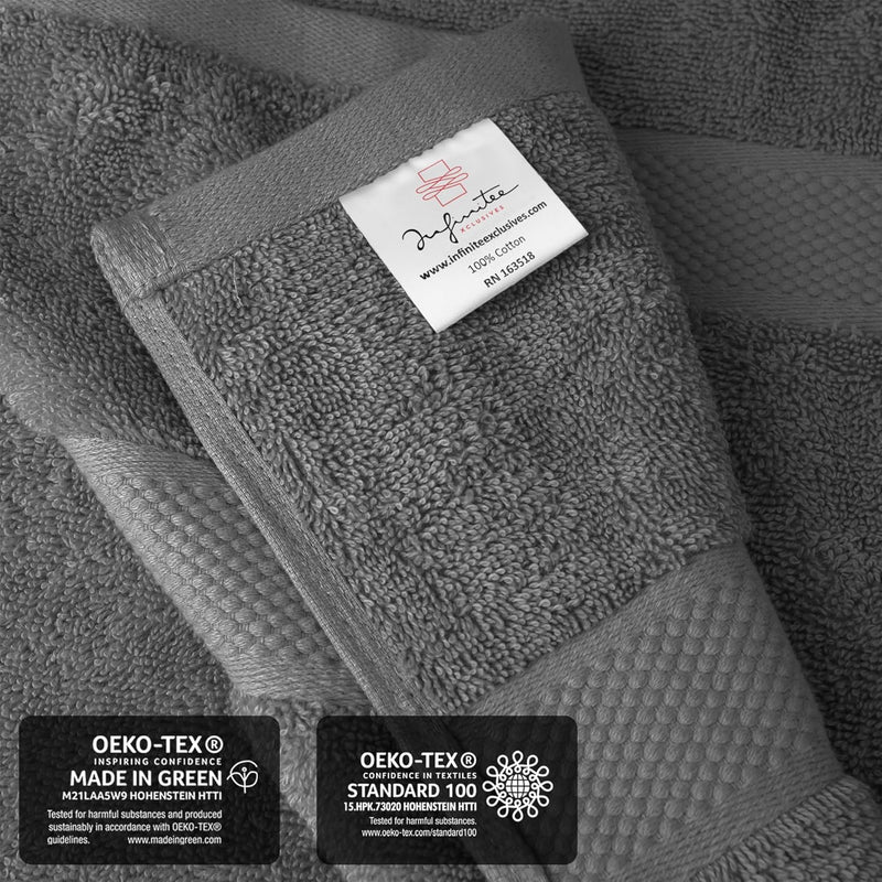 Infinitee Xclusives Premium Bath Towels Set Pack of 4-100% Ring Spun Cotton Bath Towels 70cm x 140cm - Highly Absorbent Durable Towels, Perfect for Daily Use (Charming Grey, Bath Towels)