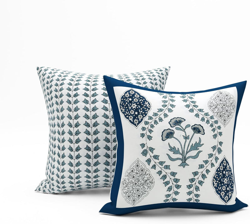 BLOCKS OF INDIA 200TC Diwan Set Cotton 8 Piece | Deewan Printed Bedsheet Sets for Living Room Hall (Set of 8 Piece, 1-Bed Sheet | 2-Bolster Cover | 5-Cushion Cover (Color 25)