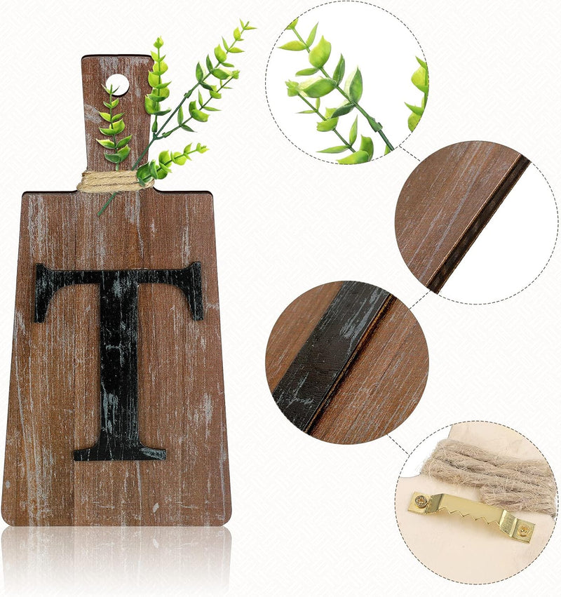 Jetec Cutting Board Eat Sign Set Hanging Art Kitchen Fork and Spoon Wall Decor Rustic Primitive Country Farmhouse for Home Decoration ()