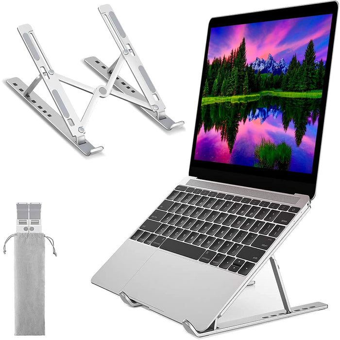 Adjustable Laptop Stand, Portable Aluminium Laptop Riser Laptop Holder for Desk, Foldable Ventilated Cooling Computer Support Stand for Apple MacBook Pro/Air, HP, Sony, Dell