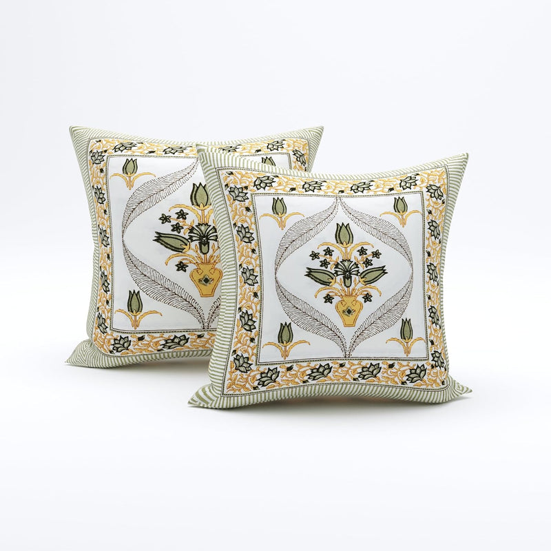 BLOCKS OF INDIA 200TC Diwan Set Cotton 8 Piece | Deewan Printed Bedsheet Sets for Living Room Hall (Set of 8 Piece, 1-Bed Sheet | 2-Bolster Cover | 5-Cushion Cover (Color 25)