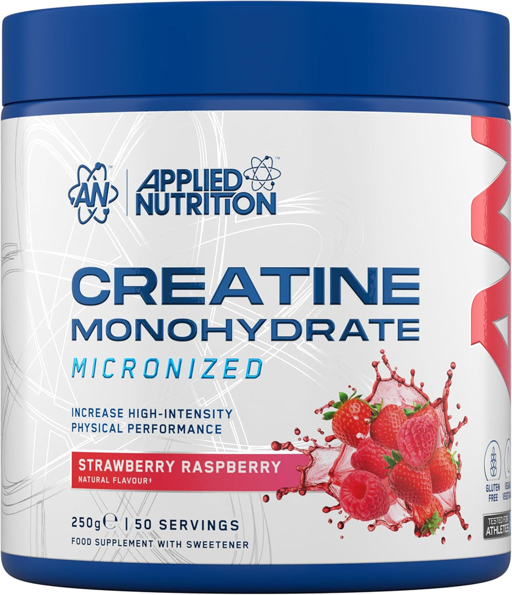 Applied Nutrition Creatine Flavoured - Creatine Monohydrate Micronized Powder with Flavour, Increases High-Intensity Physical Performance (250g - 50 Servings) (Strawberry & Raspberry)