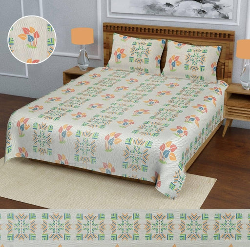 SUFAYA FAB Printed Indian Sanganer Royal Cotton Premium Big Size Bedsheets for Modern Look(100x100) inches with Two Pillow (18x28)