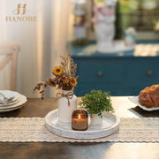 Hanobe Candle Plate Holder Tray: Round Wooden Decorative Candle Plate Small Farmhouse Table Centerpiece Rustic Wood Tealight Pillar Trays for Christmas Wedding Halloween Home Decor