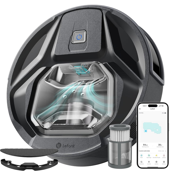 Lefant M320 Robot Vacuum and Mop Combo, 6000Pa Strong Suction 210 Min Runtime, Visible 800ML Dustbin, Self-Charge Robotic Vacuum Cleaner, Alexa/APP/WiFi, Ideal for Pet Hair Hard Floor Low Pile Carpet