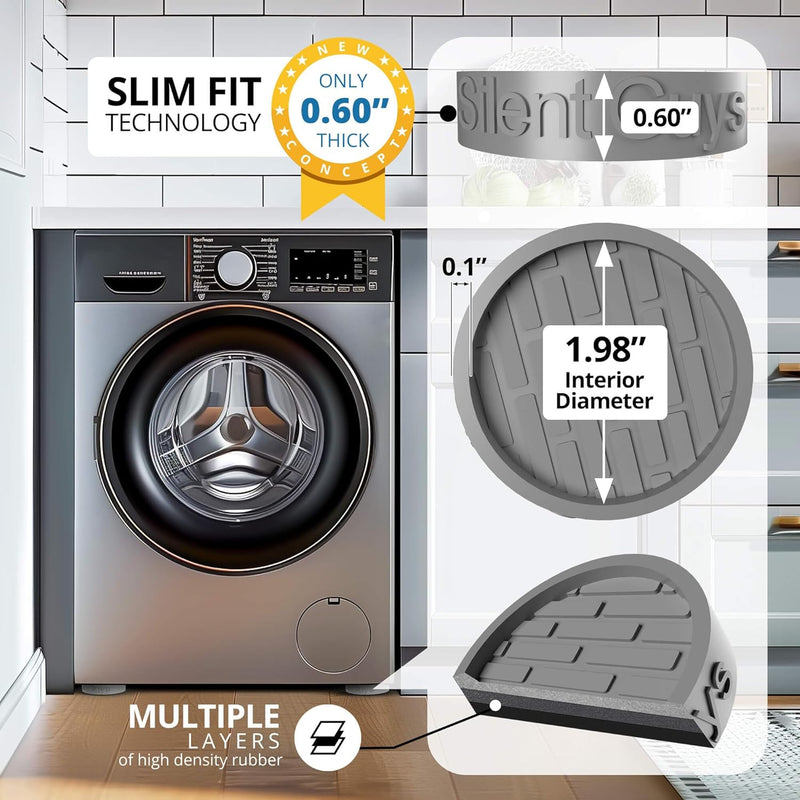 MagiLint Silent Guys Grey Anti Vibration Pads for Washing Machine 4 pcs Anti Vibration Mat Washing Machine Mat Anti Vibration Pads for Washer Vibration Pad Rubber Mat for Washer and Dryer Washing
