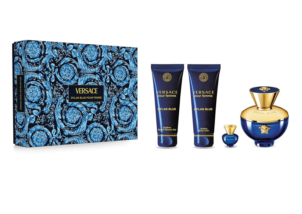 Versace Dylan Blue Natural Eau De Parfum Spray 4-Pieces Gift Set for Women