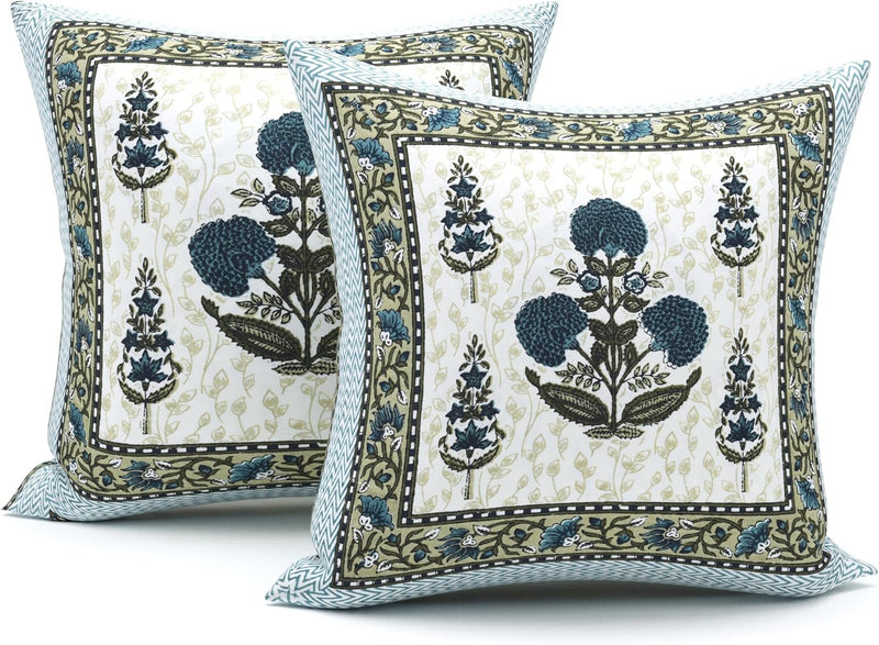 BLOCKS OF INDIA 200TC Diwan Set Cotton 8 Piece | Deewan Printed Bedsheet Sets for Living Room Hall (Set of 8 Piece, 1-Bed Sheet | 2-Bolster Cover | 5-Cushion Cover (Color 25)