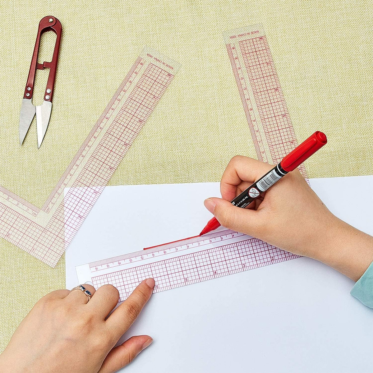 L-Shaped Sewing Rulers Set, 6 Piece Clear Plastic Measuring Tools for Accurate Fabric Cutting, Quilting, Tailoring, and Craft Projects – image 3