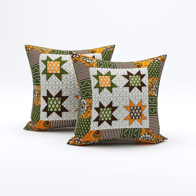 BLOCKS OF INDIA 200TC Diwan Set Cotton 8 Piece | Deewan Printed Bedsheet Sets for Living Room Hall (Set of 8 Piece, 1-Bed Sheet | 2-Bolster Cover | 5-Cushion Cover (Color 25)