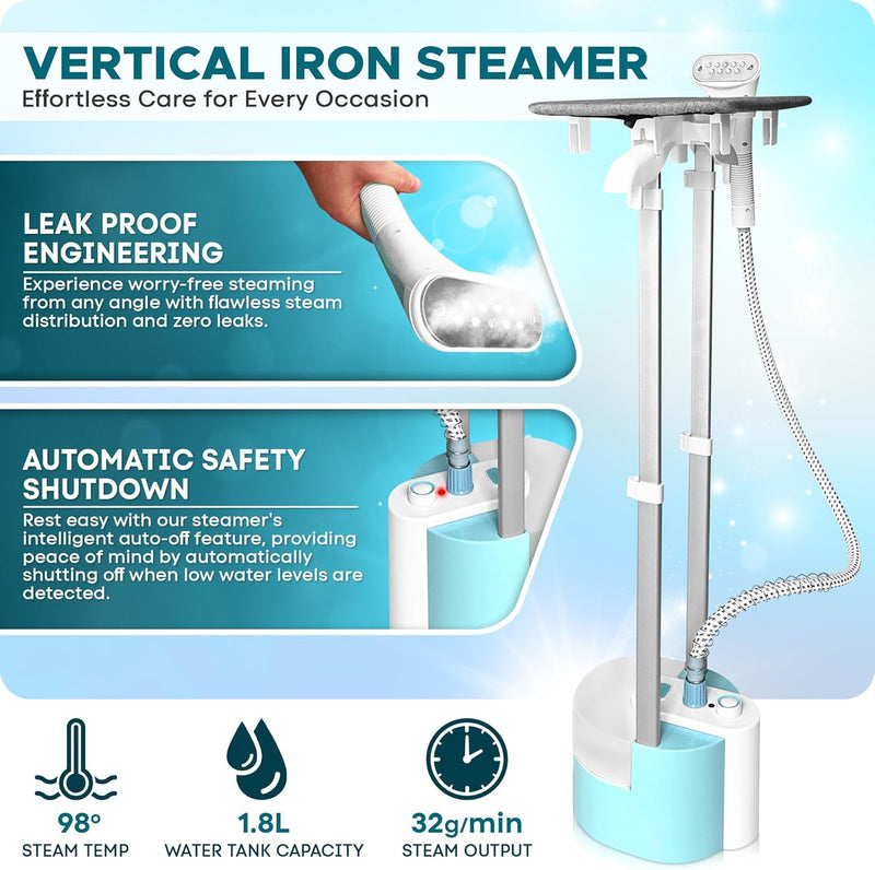 Empire Clothes Steamer, 1640-Watt Steamer for Clothes, Fast Heat-Up Steam Iron with 260ML Large Detachable Water Tank, Lightweight Travel Steamer, Travel Iron for Fabrics and Clothes (HY-168)