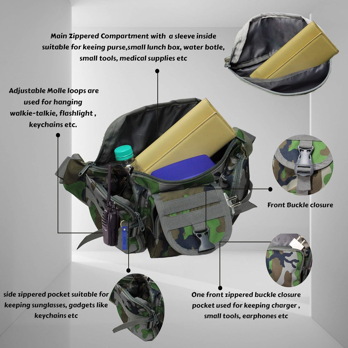 Trail Sports Waist Bag, Woodland Camo, 18 9 35 cms, Fanny Pack – image 3