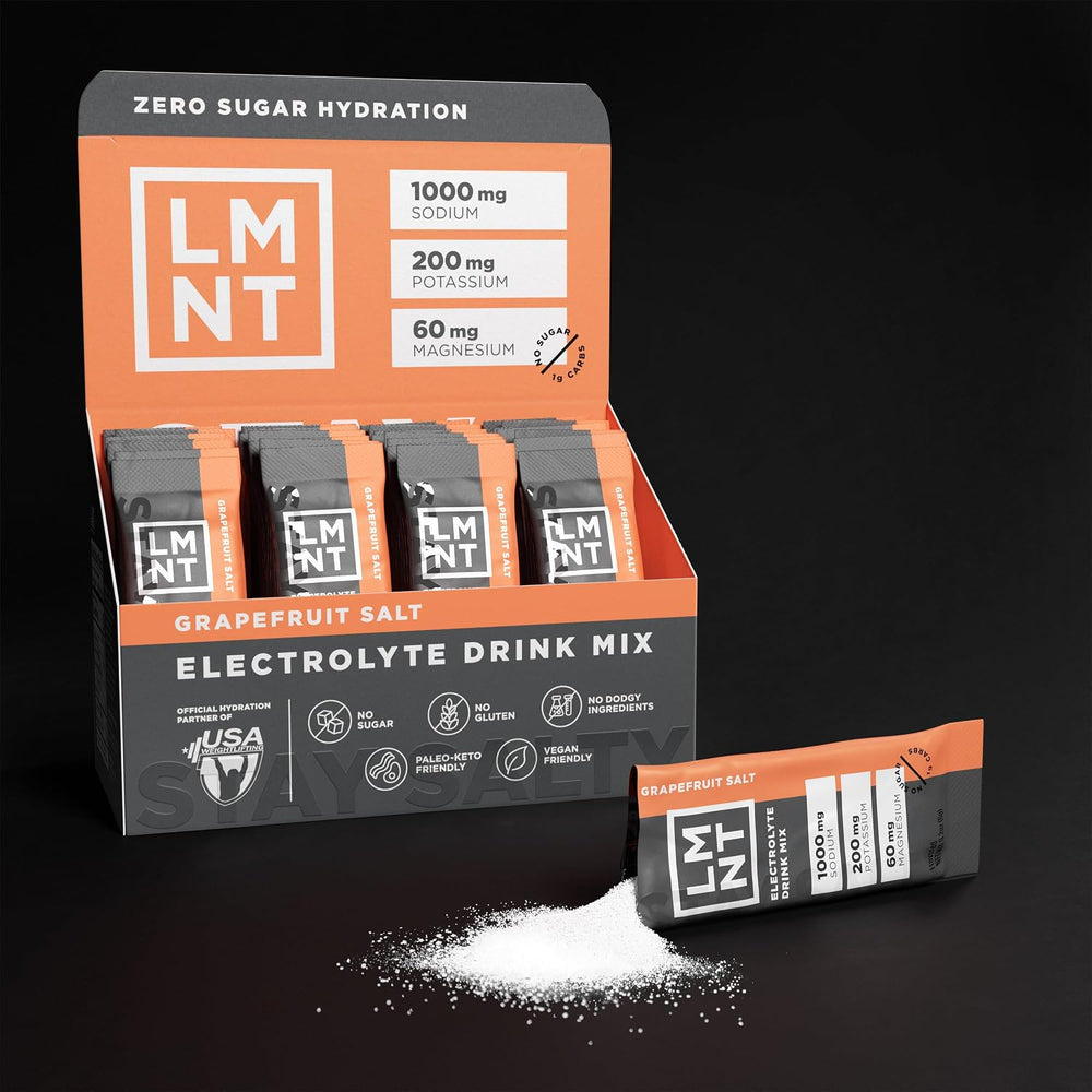 Drink LMNT Zero-Sugar Electrolytes - Grapefruit Salt - Hydration Powder Packets No Dodgy Ingredients Keto & Paleo Friendly 30 Sticks