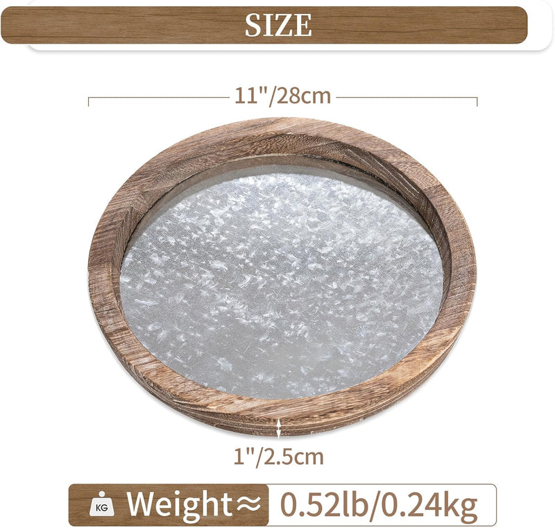 Hanobe Candle Plate Holder Tray: Round Wooden Decorative Candle Plate Small Farmhouse Table Centerpiece Rustic Wood Tealight Pillar Trays for Christmas Wedding Halloween Home Decor