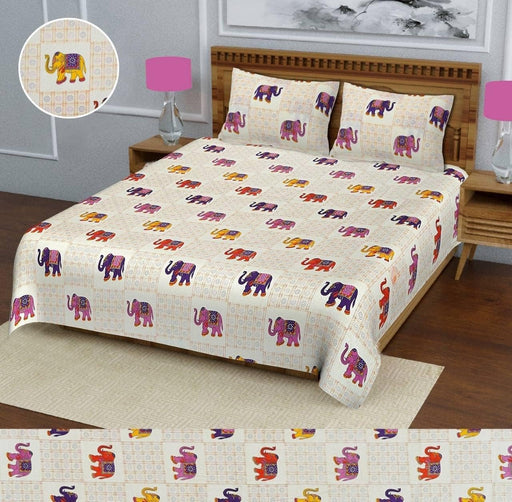 SUFAYA FAB Printed Indian Sanganer Royal Cotton Premium Big Size Bedsheets for Modern Look(100x100) inches with Two Pillow (18x28)