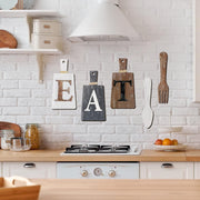 Jetec Cutting Board Eat Sign Set Hanging Art Kitchen Fork and Spoon Wall Decor Rustic Primitive Country Farmhouse for Home Decoration ()