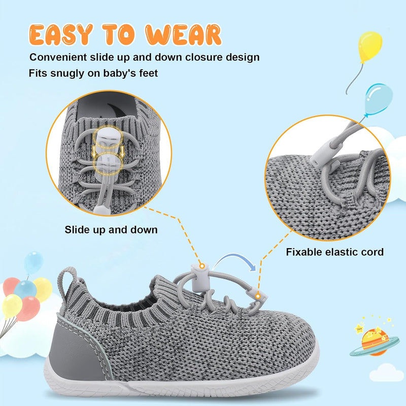 L-RUN Baby Shoes Infant Breathable Non Slip First Walking Shoes Baby Boys Girls Sneakers with Soft Rubber Sole Toddler Slip On Shoes