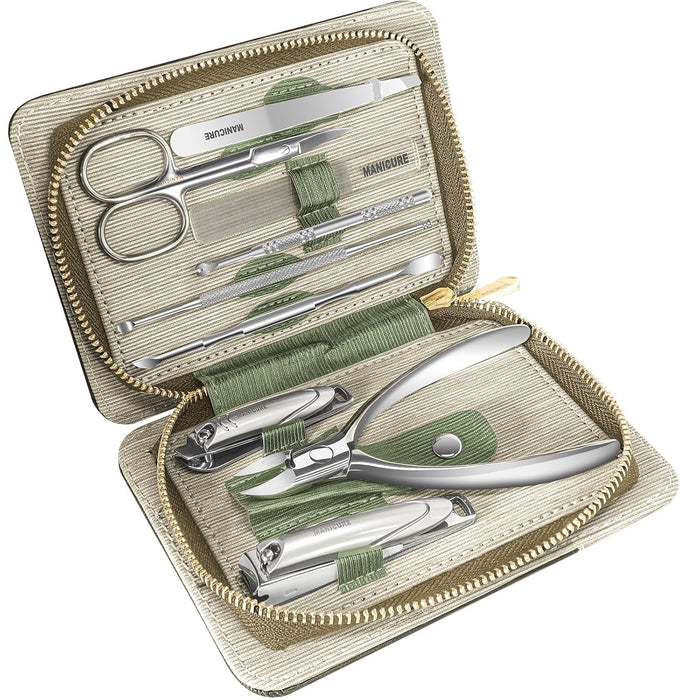 KASTWAVE Manicure Set Professional 9 in 1 Nail Clippers Set, Stainless Steel Manicure kit With PU Leather Case, Fingernail & Toenail Clippers Nail Kit for Home, Workplace, Outdoor Travel, Gift Giving