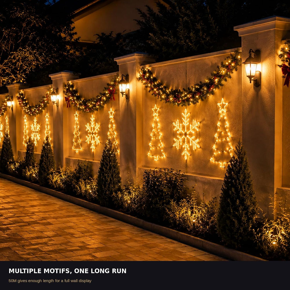 Christmas Lights,50M 500 LED Christmas Tree Lights, Warm White String Lights, 8 Lighting Modes, Christmas Decorations for Bedroom, Gardens, Balcony, Wedding and Party,Diwali,