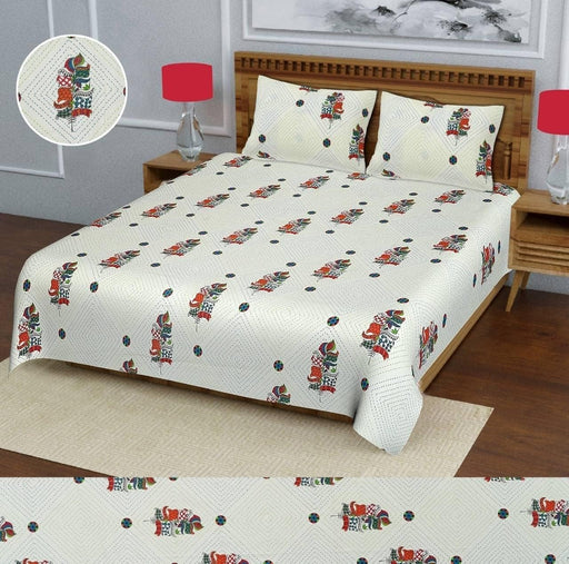 SUFAYA FAB Printed Indian Sanganer Royal Cotton Premium Big Size Bedsheets for Modern Look(100x100) with Two Pillow (18x28) inches