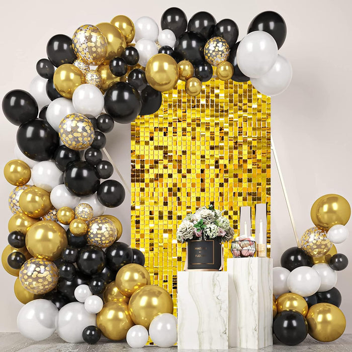 Mjkeomo Shimmer Wall Backdrop Panels 3 FT x 4 FT, Sequin Wall Backdrop Sparkly Backdrop for Birthday Graduation Engagement Wedding Parties Panels(Gold)