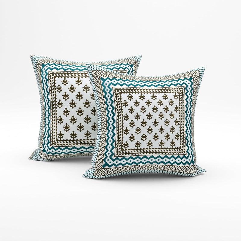 BLOCKS OF INDIA 200TC Diwan Set Cotton 8 Piece | Deewan Printed Bedsheet Sets for Living Room Hall (Set of 8 Piece, 1-Bed Sheet | 2-Bolster Cover | 5-Cushion Cover (Color 25)