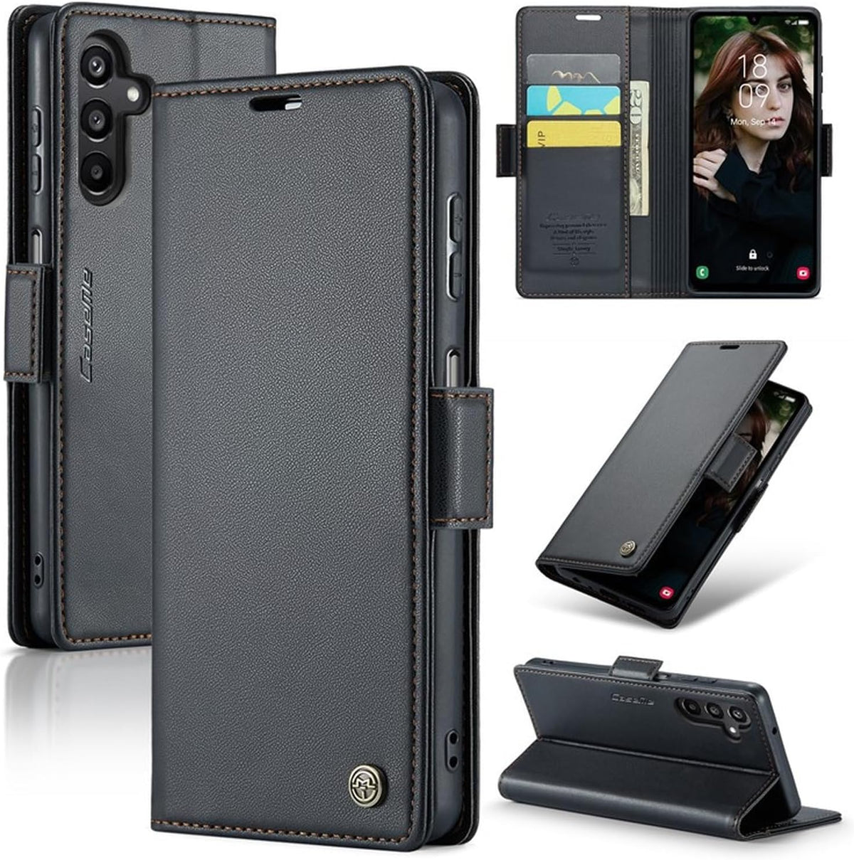 For Samsung Galaxy Z Fold 6 5G Leather Case RFID Blocking 3 Card Slot Mobile Cover - Red – image 5