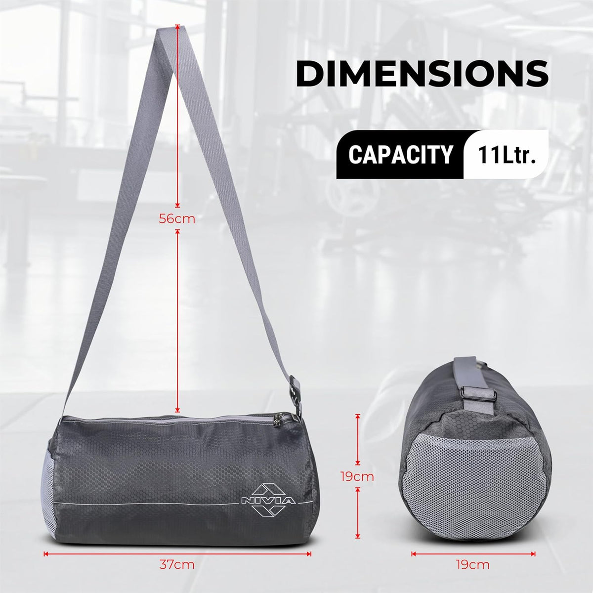 NIVIA Basic Duffle Polyester Bag/Gym Bags/Adjustable Shoulder Bag for Men/Duffle Gym Bags for Men (Grey) – image 7
