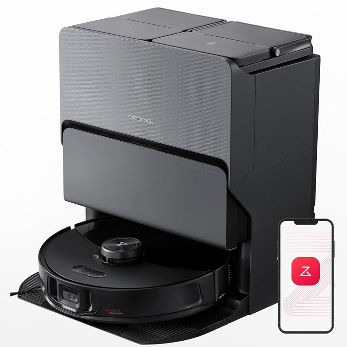 roborock S8 MaxV Ultra Robot Vacuum & Sonic Mop, 10000 Pa Suction, Corner to Edge Deep Cleaning, Hot Air Self-Drying, Auto Empty & Refill, Detergent Dispenser, Obstacle Avoidance,Black