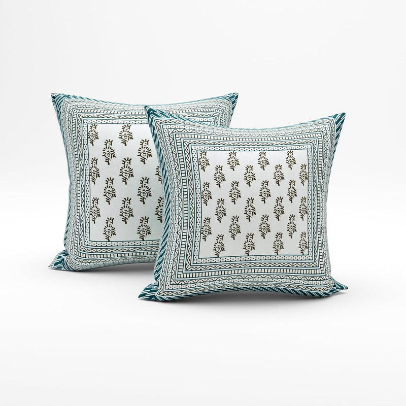 BLOCKS OF INDIA 200TC Diwan Set Cotton 8 Piece | Deewan Printed Bedsheet Sets for Living Room Hall (Set of 8 Piece, 1-Bed Sheet | 2-Bolster Cover | 5-Cushion Cover (Color 25)