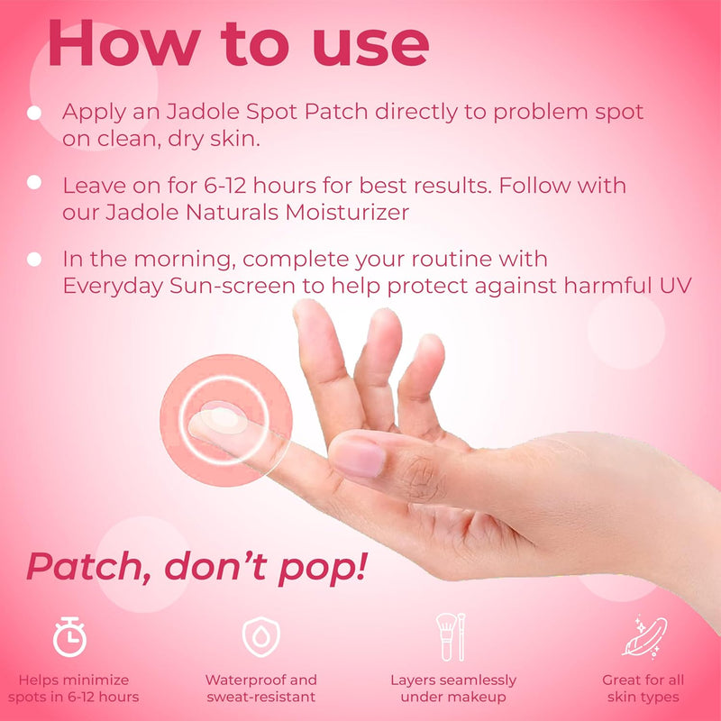 Jadole Naturals Miracle Invisible Spot Cover Hydrocolloid, Acne Pimple Absorbing Cover, Blemish Spot, Skin Care, Facial and Skin Acne Patch Stickers (48 count)