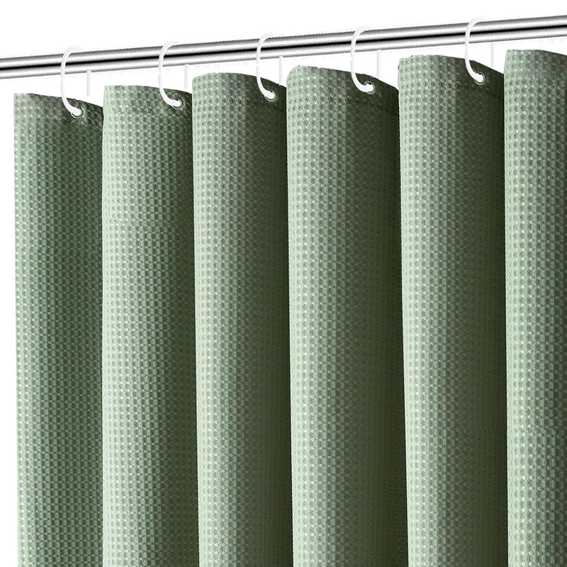 Shower Curtain Waffle Weave Shower Curtain Water Repellent Heavy Duty Shower Curtain Liner for Bathroom Spa Hotel Shower Showroom bathtubs 71x71 Inch Inner (Sage Green, 180 x 180cm)