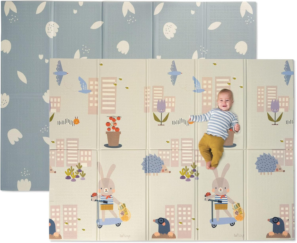 Taf Toys TAF13085 Urban Garden Extra-Large Cushioned Folded Play 200 x 150cm Baby Mat for Floor. Foldable Babies & Toddlers. Water Resistant Foam Playmat with Travel Bag. 0 Months +