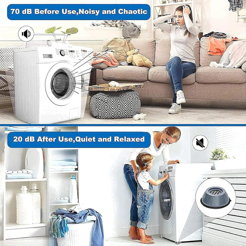 Reznor Anti Vibration Pads for Washing Machine, 4 pcs Shock Washing Machine Non Slip Base Foot Pads, Noise Cancelling Mat for Washer and Dryer Machine