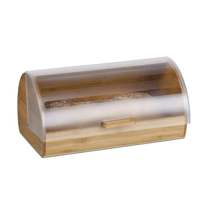 VITAL Bread Box with Rolltop Lid | Large Capacity Bread Storage Container for Kitchen Counter | Food Organizer Bin with Clear Plastic Cover | Keeps Bread & Pastries Fresh