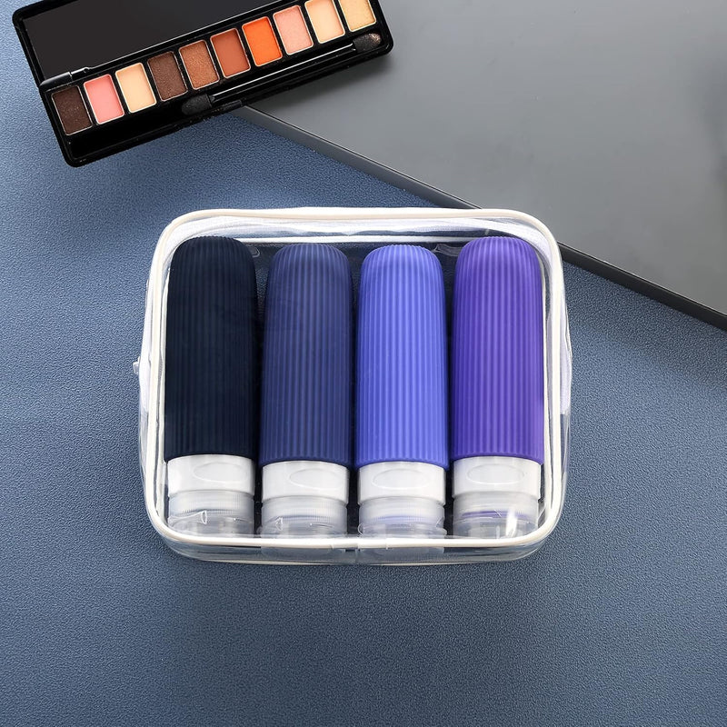 Idrese Silicone Travel Bottles Set, 4 Pcs 100ml Containers for Toiletries, Accessories for Women, Airplane Essentials (Green)