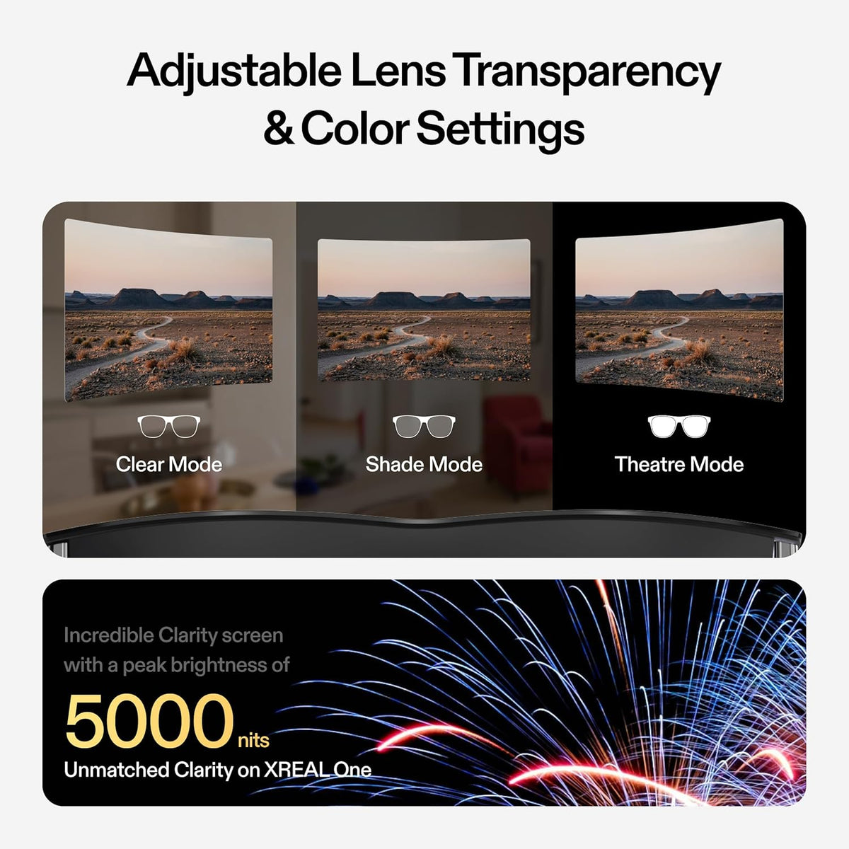 XREAL One AR Glasses with X1 Chip, Native 3 DoF, 147" 50FOV 120Hz HD Display, Renowned Audio, 3 Adjustable Lens Transparency, Compatible with iPhone 16/15, Steam Deck, ROG, Mac, PC, Android & iOS – image 8