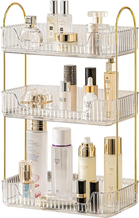 Makeup Organizer, Large Makeup Display Case, Waterproof and Dustproof Cosmetics Storage Display Box Case, Great for Bathroom (white)