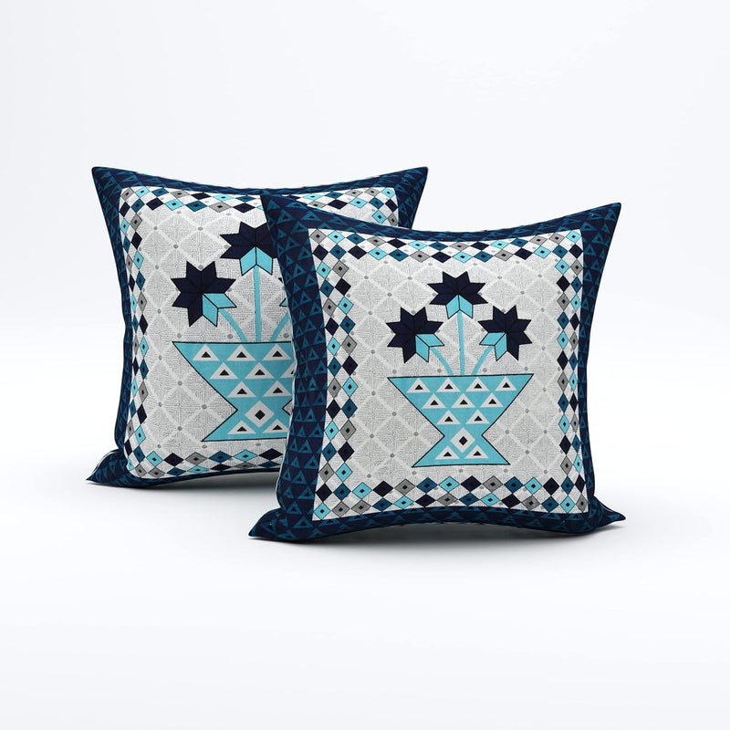 BLOCKS OF INDIA 200TC Diwan Set Cotton 8 Piece | Deewan Printed Bedsheet Sets for Living Room Hall (Set of 8 Piece, 1-Bed Sheet | 2-Bolster Cover | 5-Cushion Cover (Color 25)