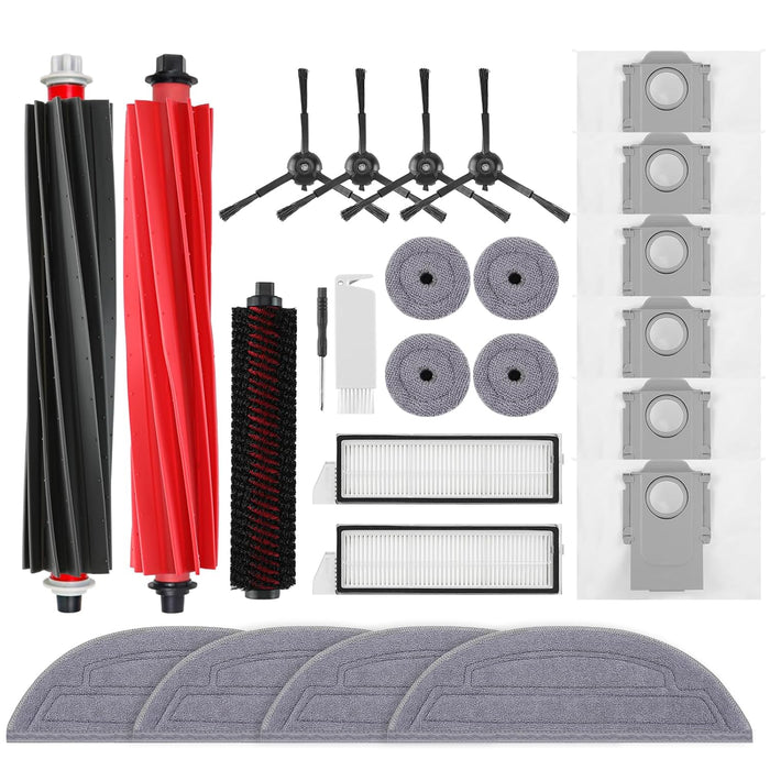 VIEWALL Accessories for Roborock S8 MaxV Ultra Vacuum Cleaner, 2 Main Brushes, 2 HEPA Filters, 4 Mops, 4 Side Mops, 6 Dust Bags, 4 Side Brushes, 1 Self-Cleaning Brush, 1 Replacement Brush Set