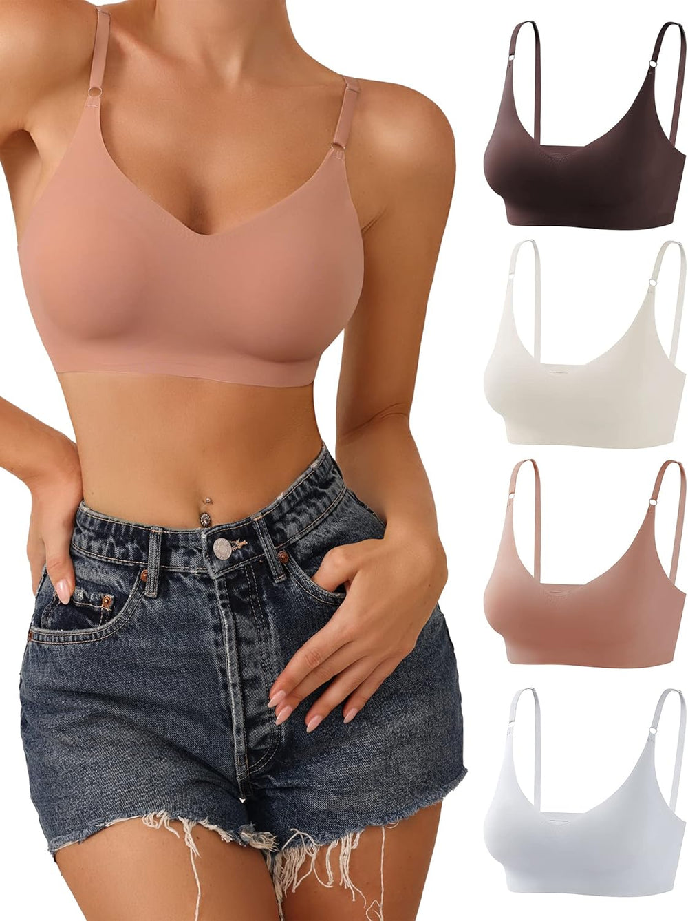Womens Sleep Bra with Wireless Support, Criss-Cross Back, Seamless Design and Removable Pad Pack