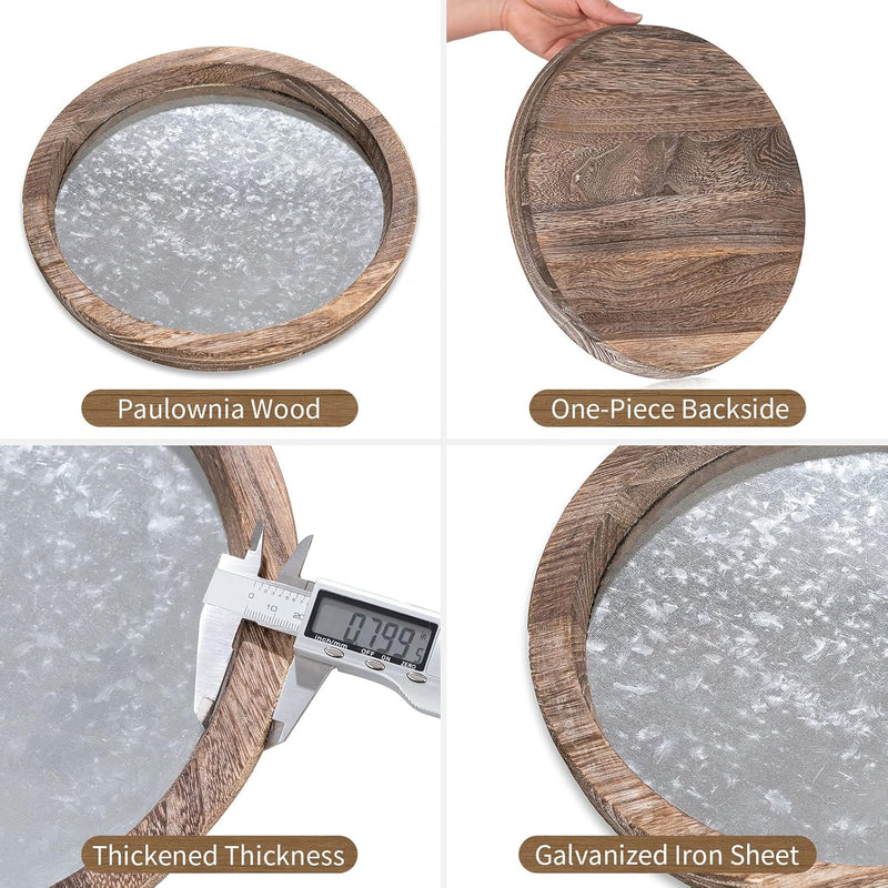 Hanobe Candle Plate Holder Tray: Round Wooden Decorative Candle Plate Small Farmhouse Table Centerpiece Rustic Wood Tealight Pillar Trays for Christmas Wedding Halloween Home Decor