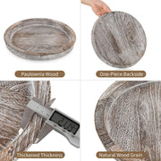 Hanobe Candle Plate Holder Tray: Round Wooden Decorative Candle Plate Small Farmhouse Table Centerpiece Rustic Wood Tealight Pillar Trays for Christmas Wedding Halloween Home Decor